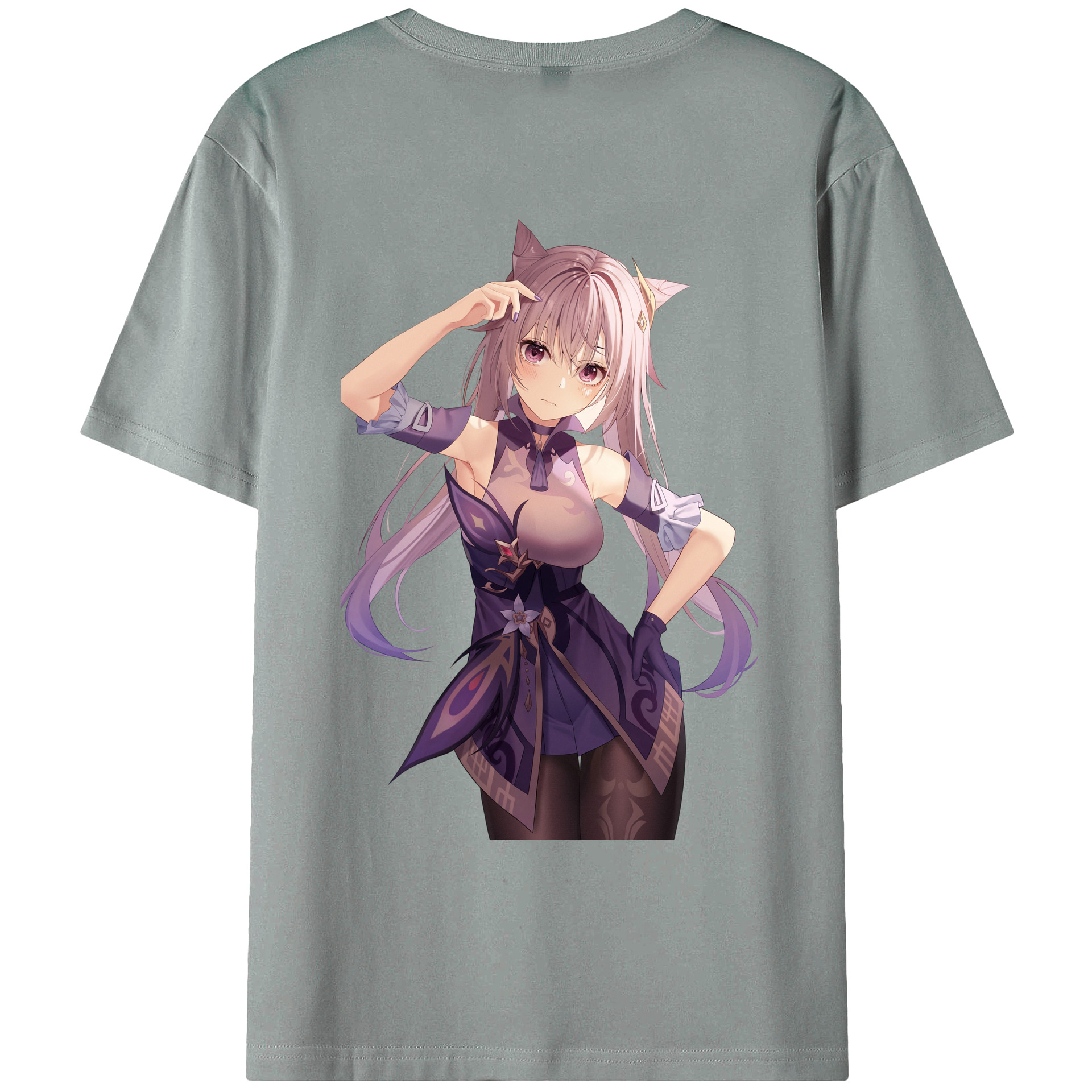 げんし神 刻晴 こくせい genshin Kokusei 綿100％ メンズ半袖Tシャツ（バックプリント） 通気性